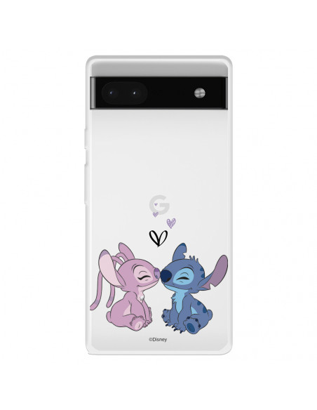 Google Pixel 6A Hülle Offizieller Disney Angel Stitch Kiss Lilo