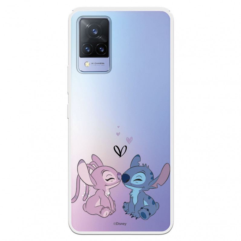 Funda para Vivo V21 5G Oficial de Disney Angel & Stitch Beso - Lilo & Stitch