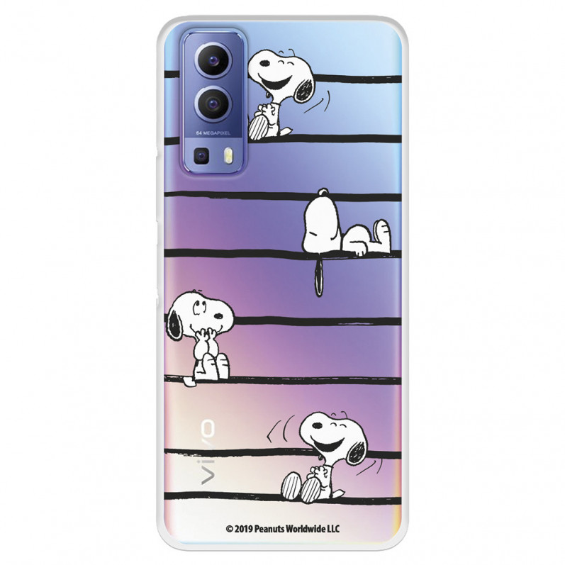 Funda para Vivo Y72 5G Oficial de Peanuts Snoopy rayas - Snoopy