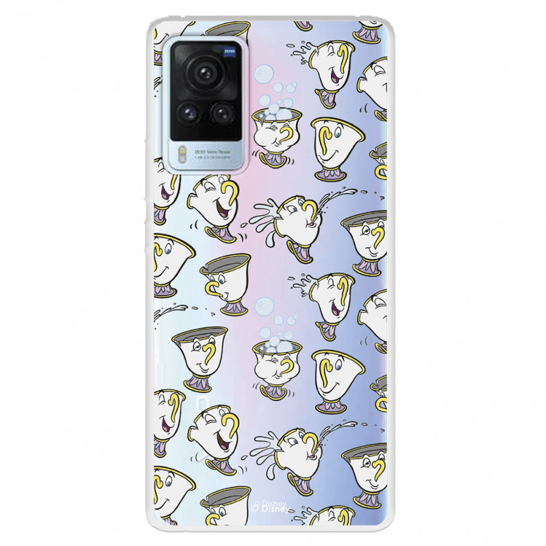 Funda para Vivo X60 Pro Oficial de Disney Chip Potts Siluetas - La Bella y la Bestia