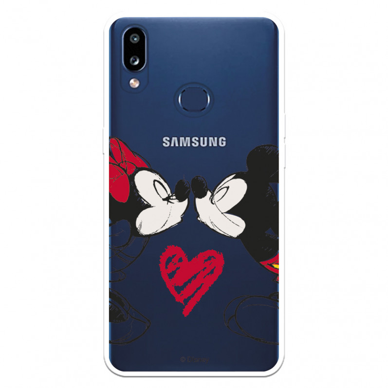 Funda para Samsung Galaxy A10s Oficial de Disney Mickey y Minnie Beso - Clásicos Disney