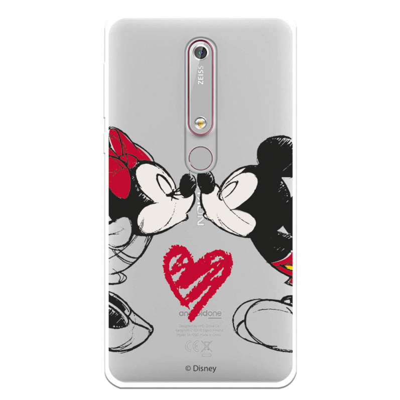 Funda para Nokia 6.1 Oficial de Disney Mickey y Minnie Beso - Clásicos Disney