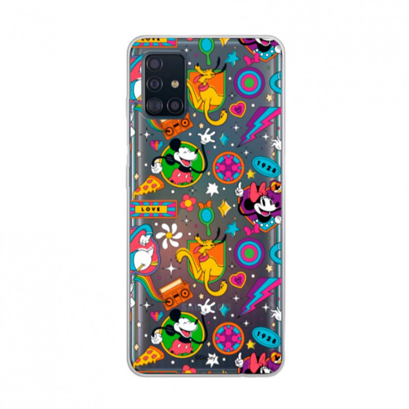 Funda para Samsung Galaxy A51 Oficial de Disney Mickey y Minnie Patrón Retro Premium - Clásicos Disney