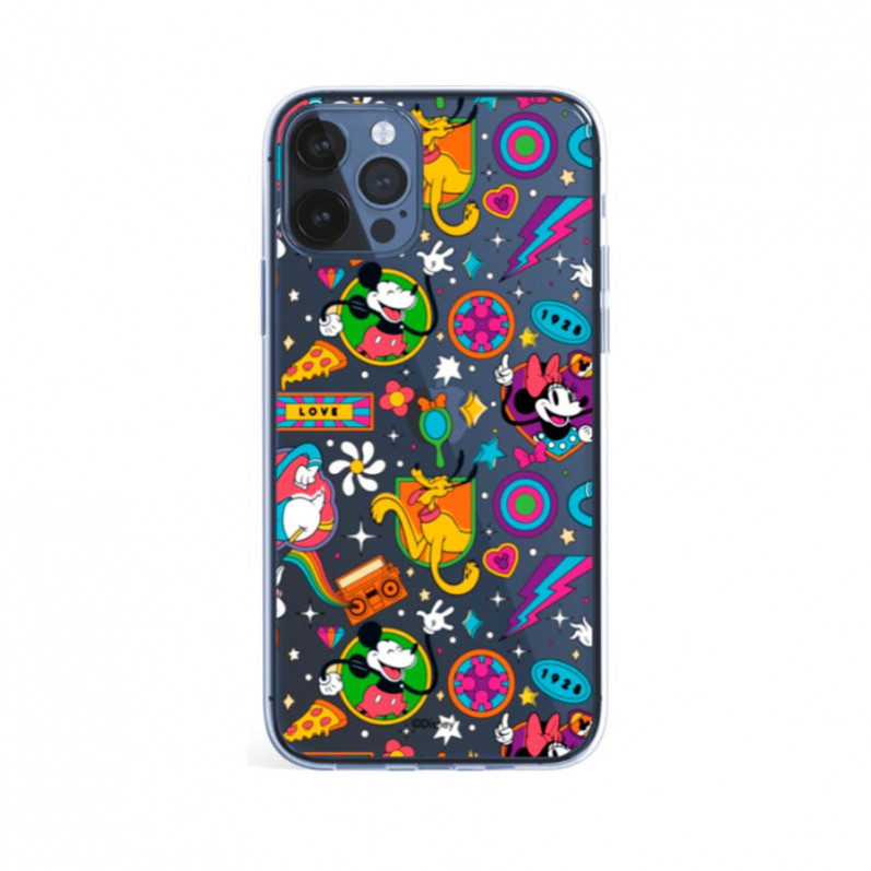 Funda para iPhone 12 Pro Max Oficial de Disney Mickey y Minnie Patrón Retro Premium - Clásicos Disney