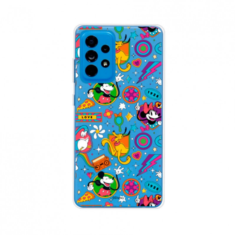 Funda para Samsung Galaxy A52 5G Oficial de Disney Mickey y Minnie Patrón Retro Premium - Clásicos Disney