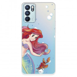 Funda para Oppo Reno6 Oficial de Disney Ariel y Sebastián Burbujas - La Sirenita