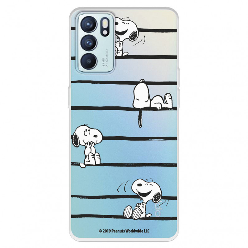 Funda para Oppo Reno6 Oficial de Peanuts Snoopy rayas - Snoopy