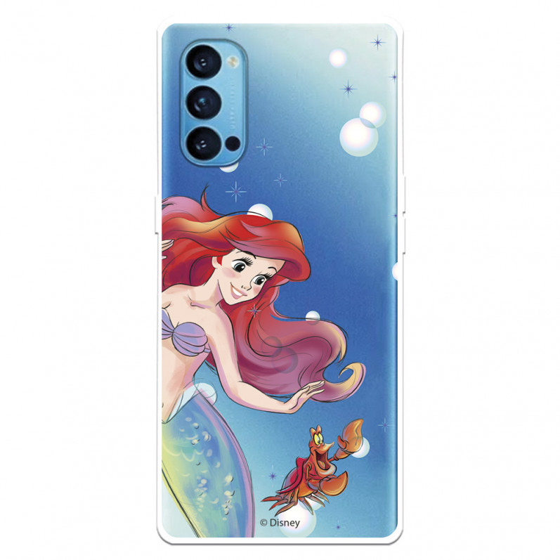 Funda para Oppo Reno4 5G Oficial de Disney Ariel y Sebastián Burbujas - La Sirenita