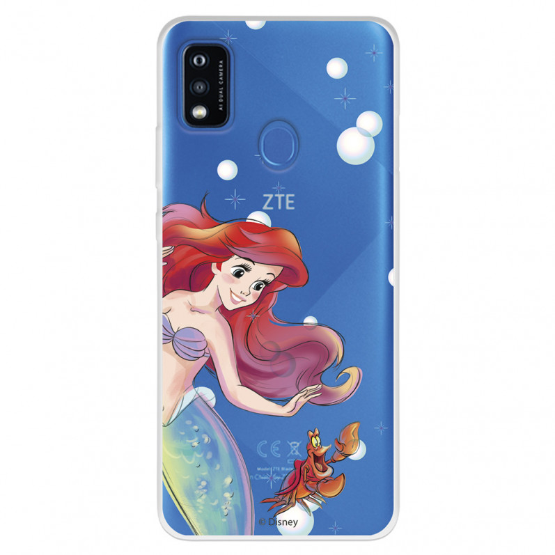 Funda para ZTE Blade A51 Oficial de Disney Ariel y Sebastián Burbujas - La Sirenita