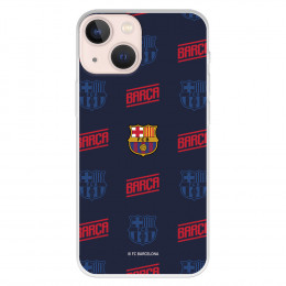 Funda para iPhone 13 Mini del Barcelona Escudo Patrón Rojo y Azul - Licencia Oficial FC Barcelona