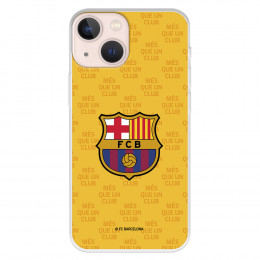 Funda para iPhone 13 Mini del Barcelona Escudo Mes que un Club Fondo Amarillo - Licencia Oficial FC Barcelona