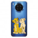 Funda para Huawei Honor 50 Lite Oficial de Disney Simba y Nala Silueta - El Rey León