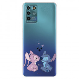 Funda para ZTE Blade V30 Vita Oficial de Disney Angel & Stitch Beso - Lilo & Stitch