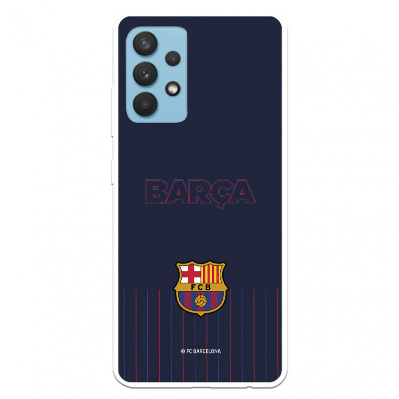 FC Barcelona Barsa Samsung Galaxy A32 4G Hülle mit blauem Hintergrund – FC Barcelona Offizielle Lizenz