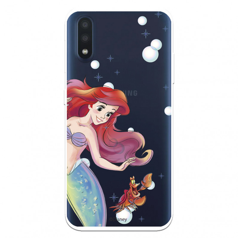 Hülle für Samsung Galaxy A01 Offizielles Disney Ariel und Sébastien Bubbles - Die kleine Meerjungfrau