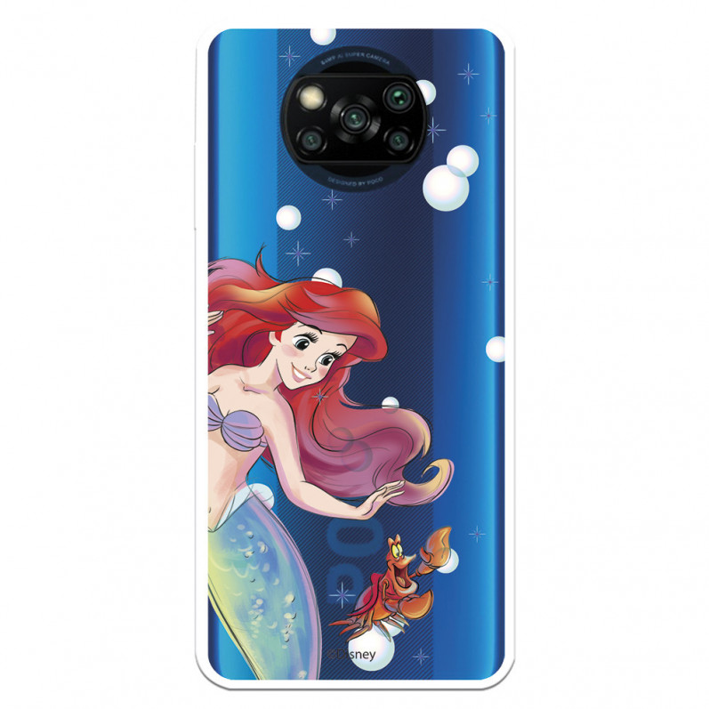 Hülle für Xiaomi Poco X3 Pro Offizielles Disney Ariel und Sebastian Bubbles - Die kleine Meerjungfrau