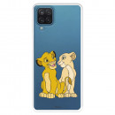 Funda para Samsung Galaxy M22 Oficial de Disney Simba y Nala Silueta - El Rey León