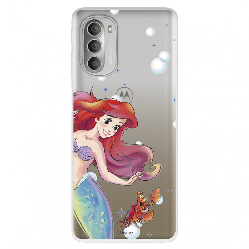 Funda para Motorola Moto G51 5G Oficial de Disney Ariel y Sebastián Burbujas - La Sirenita