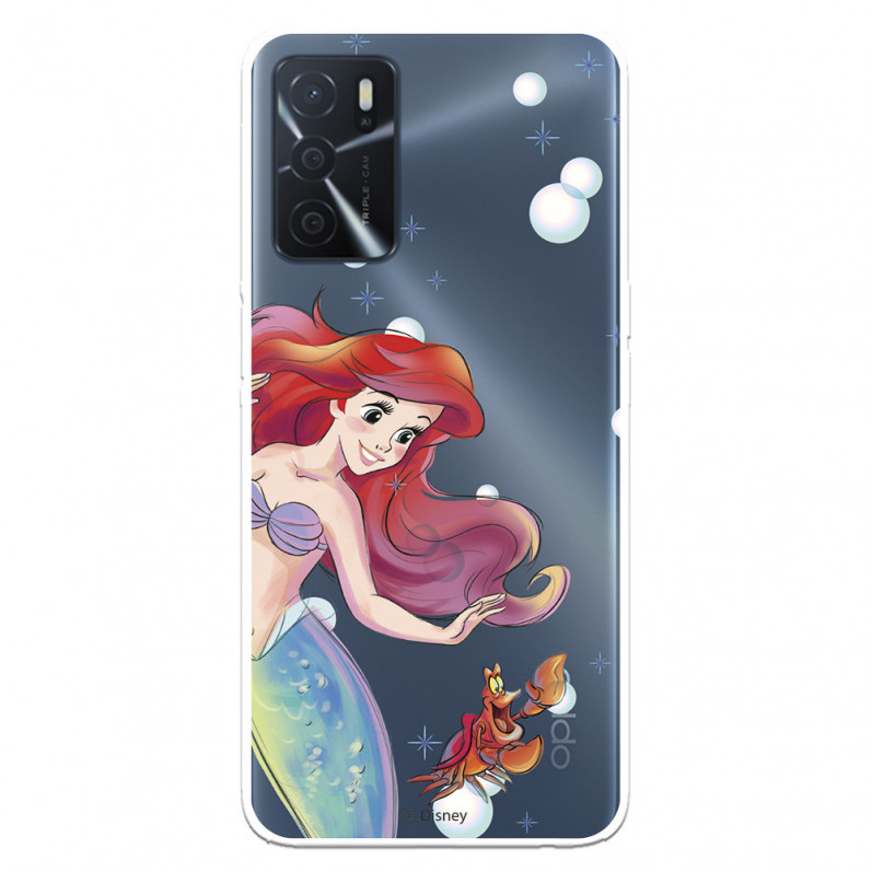 Hülle für Oppo A16s Offizielles Disney Ariel und Sébastien Bubbles – Die kleine Meerjungfrau