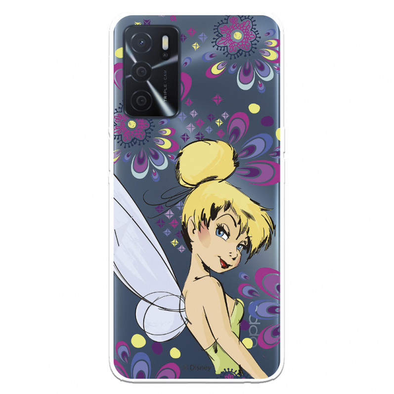 Hülle für Oppo A16s Disney Offizielle Tinkerbell Flowers - Peter Pan