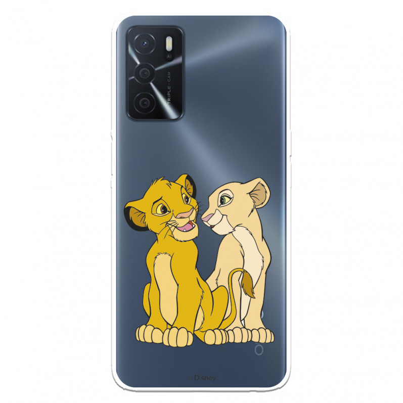 Hülle für Oppo A16 Offizielle Disney Simba und Nala Silhouette – Der König der Löwen