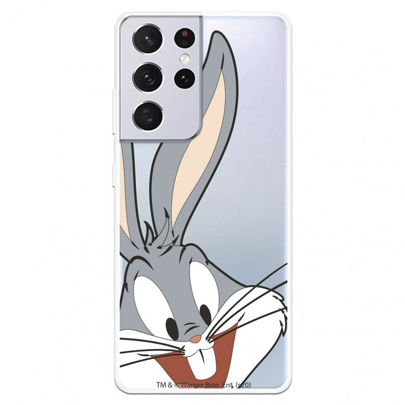 Offizielle Warner Bros Bugs Bunny Silhouette durchsichtige Samsung Galaxy S21 Ultra Hülle – Looney Tunes