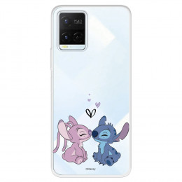 Funda para Vivo Y33s Oficial de Disney Angel & Stitch Beso - Lilo & Stitch