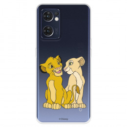 Funda para Oppo Find X5 Lite Oficial de Disney Simba y Nala Silueta - El Rey León