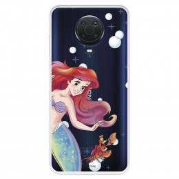 Funda para Nokia G10 Oficial de Disney Ariel y Sebastián Burbujas - La Sirenita