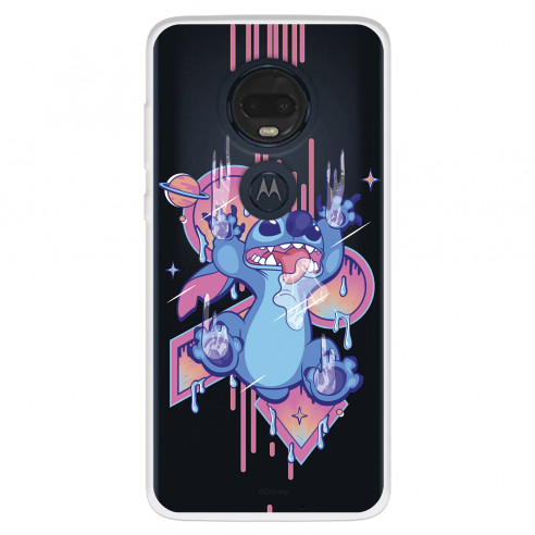 Funda para Motorola Moto G7 Oficial de Disney Stitch Graffiti - Lilo & Stitch