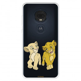 Funda para Motorola Moto G7 Oficial de Disney Simba y Nala Mirada Complice - El Rey León