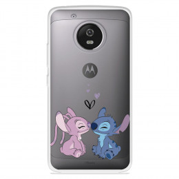 Funda para Motorola Moto G5 Oficial de Disney Angel & Stitch Beso - Lilo & Stitch