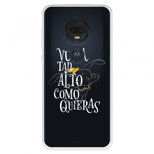 Funda para Motorola Moto G7 Plus Oficial de Disney Dumbo Vuela tan Alto - Dumbo