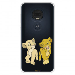 Funda para Motorola Moto G7 Plus Oficial de Disney Simba y Nala Mirada Complice - El Rey León