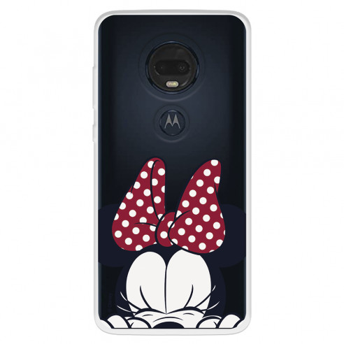 Funda para Motorola Moto G7 Plus Oficial de Disney Minnie Cara - Clásicos Disney