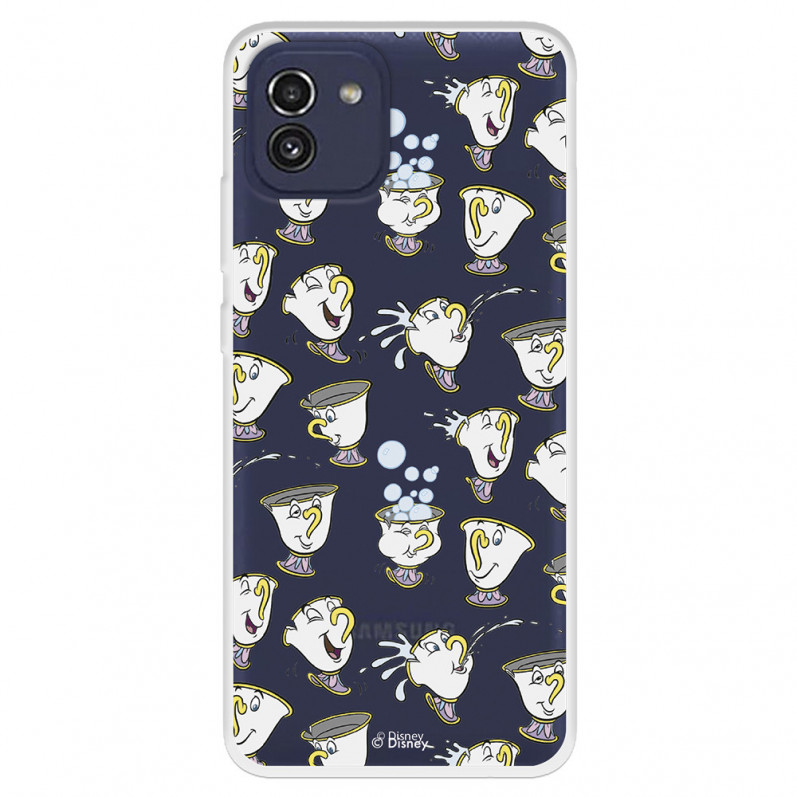 Funda para Samsung Galaxy A03 Oficial de Disney Chip Potts Siluetas - La Bella y la Bestia