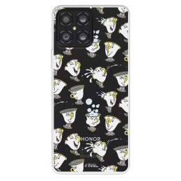 Funda para Huawei Honor X8 Oficial de Disney Chip Potts Siluetas - La Bella y la Bestia