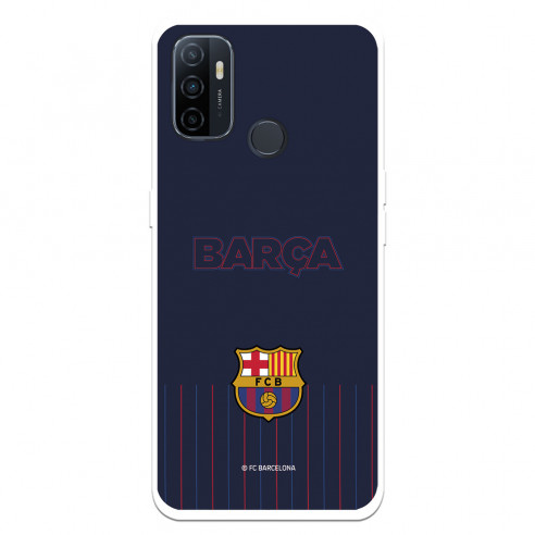 Hülle für Oppo A53s FC Barcelona Barsa Blauer Hintergrund – FC Barcelona Offizielle Lizenz