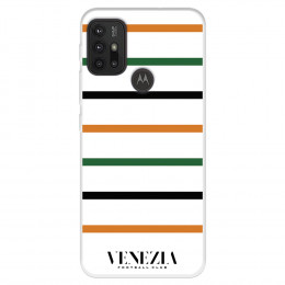 Funda para Motorola Moto G10 del Venezia Football Club Fondo Blanco Rayas  - Licencia Oficial Venezia Football Club