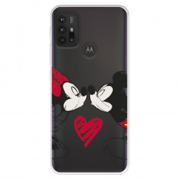 Funda para Motorola Moto G30 Oficial de Disney Mickey y Minnie Beso - Clásicos Disney