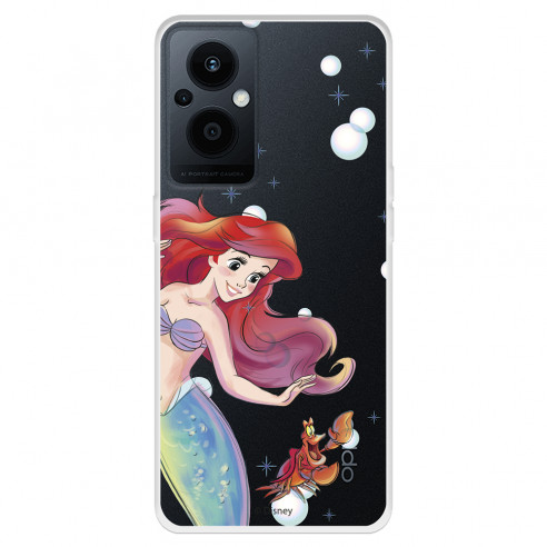 Funda para Oppo Reno8 Lite 5G Oficial de Disney Ariel y Sebastián Burbujas - La Sirenita