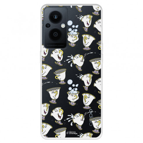 Funda para Oppo Reno8 Lite 5G Oficial de Disney Chip Potts Siluetas - La Bella y la Bestia