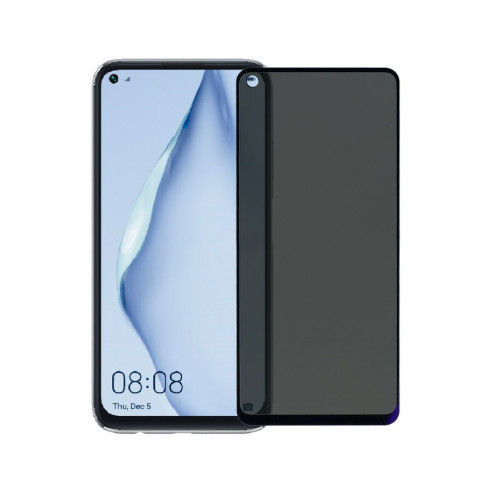 Schwarzes Anti-Spy Full Tempered Glass für Huawei P40 Lite