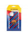 Funda para Iphone 14 del FC Barcelona Escudo Fondo Cuadros  - Licencia Oficial FC Barcelona