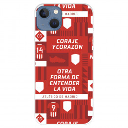 Funda para IPhone 14 Max del Atlético de Madrid Coraje y corazón  - Licencia Oficial Atlético de Madrid