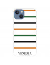 Funda para IPhone 14 Max del Venezia Football Club Fondo Blanco Rayas  - Licencia Oficial Venezia Football Club