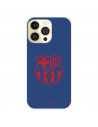 Funda para IPhone 14 Pro del FC Barcelona Escudo Rojo Fondo Azul  - Licencia Oficial FC Barcelona