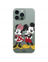 Funda para IPhone 14 Pro Max Oficial de Disney Mickey y Minnie Posando - Clásicos Disney