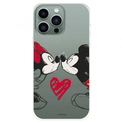 Funda para IPhone 14 Pro Max Oficial de Disney Mickey y Minnie Beso - Clásicos Disney