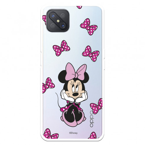 Funda para Oppo A92S Oficial de Disney Minnie Patrón Lazos Rosas - Clásicos Disney